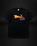 Camiseta negra de algodón Saint Krew x Supreme x Thrasher con gráfico de fuego y patinador en el pecho