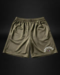 Pantalones cortos de malla verde oliva Saint Krew con logotipos bordados Supreme Champion y cintura elástica