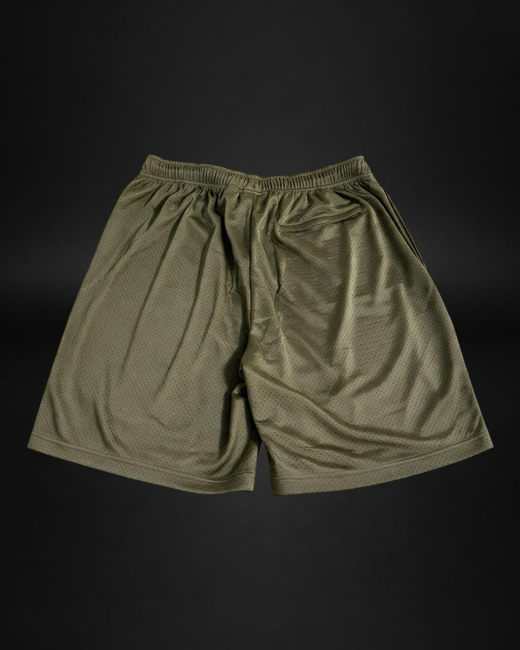 Pantalones cortos de malla verde oliva Saint Krew con cintura elástica y bolsillo trasero con cierre