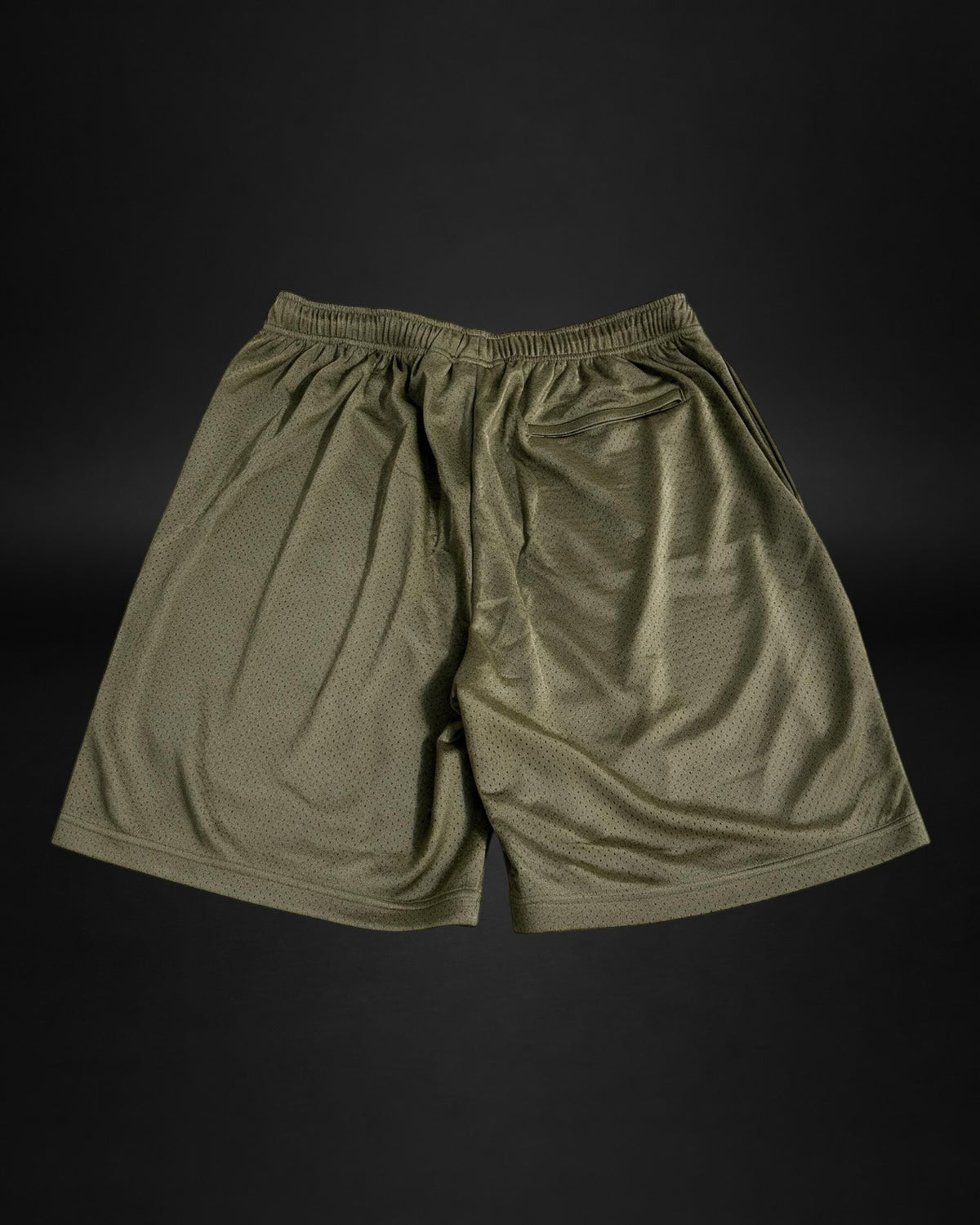 Pantalones cortos de malla verde oliva Saint Krew con cintura elástica y bolsillo trasero con cierre