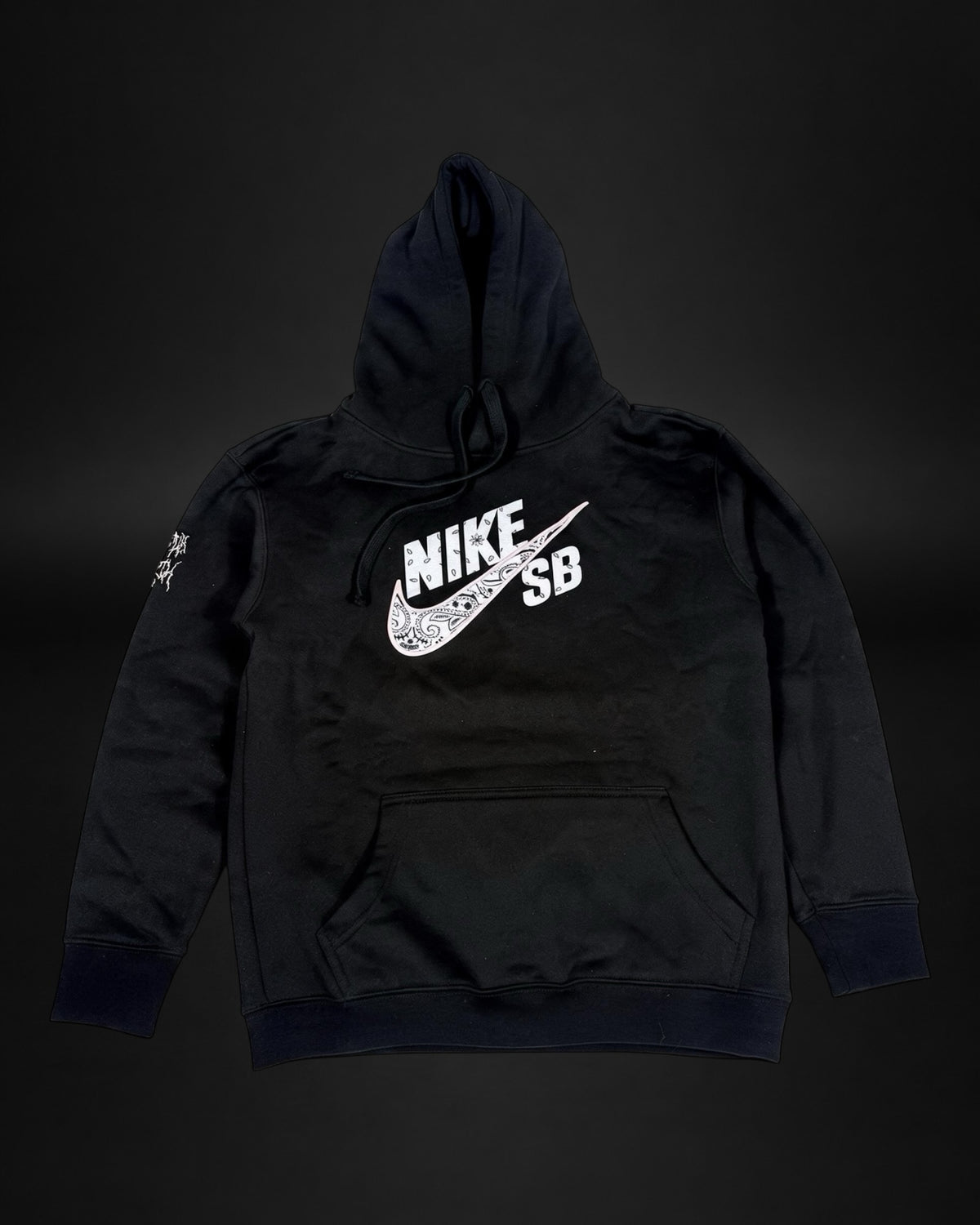 Sudadera con capucha Saint Krew Nike SB negra de algodón con estampado bandana blanco en el logo y detalle en manga